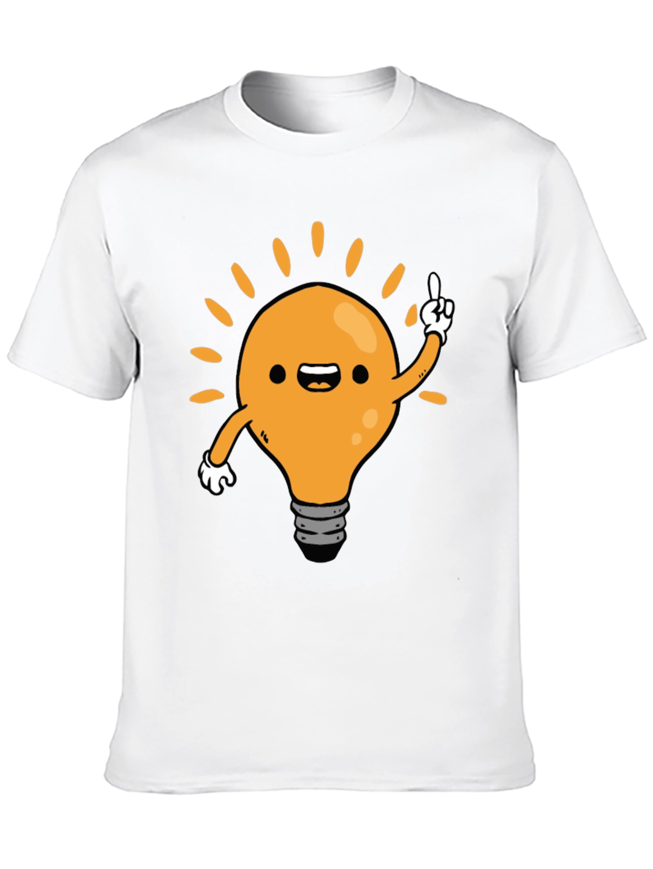 Cartoon Light Bulb Idea Black T-Shirt