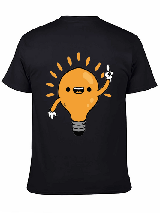 Cartoon Light Bulb Idea Black T-Shirt