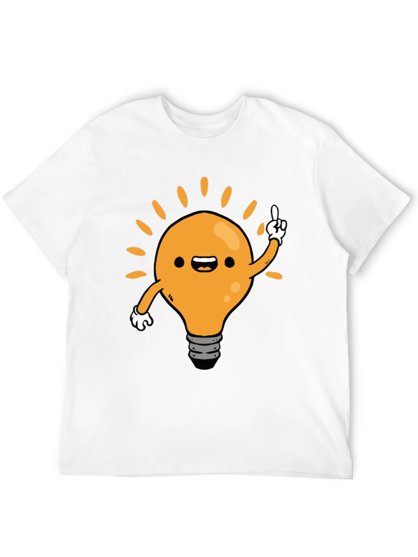 Cartoon Light Bulb Idea Black T-Shirt