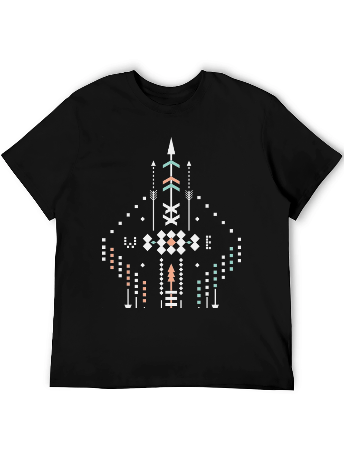 Geometric Arrow Design Black T-Shirt