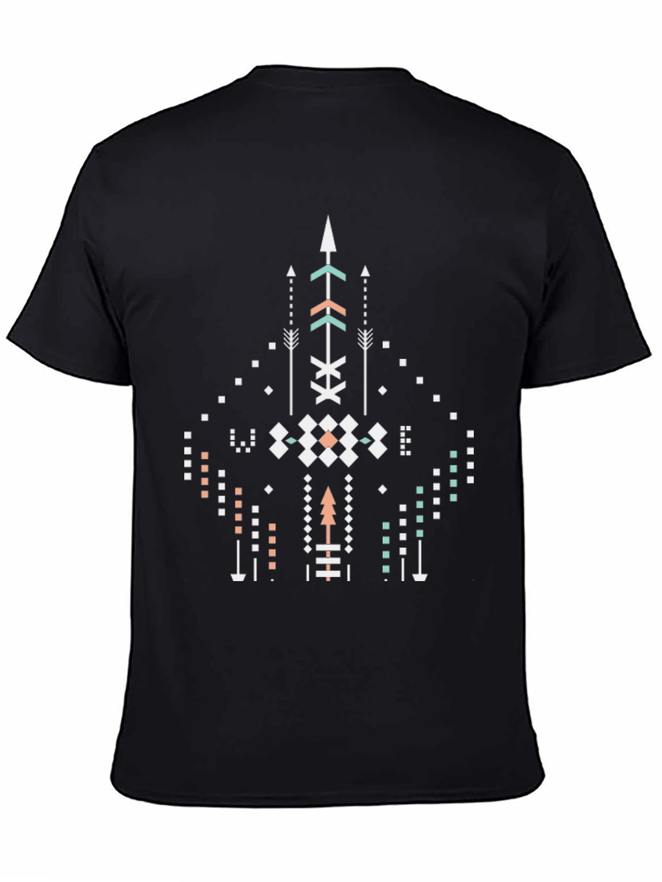 Geometric Arrow Design Black T-Shirt