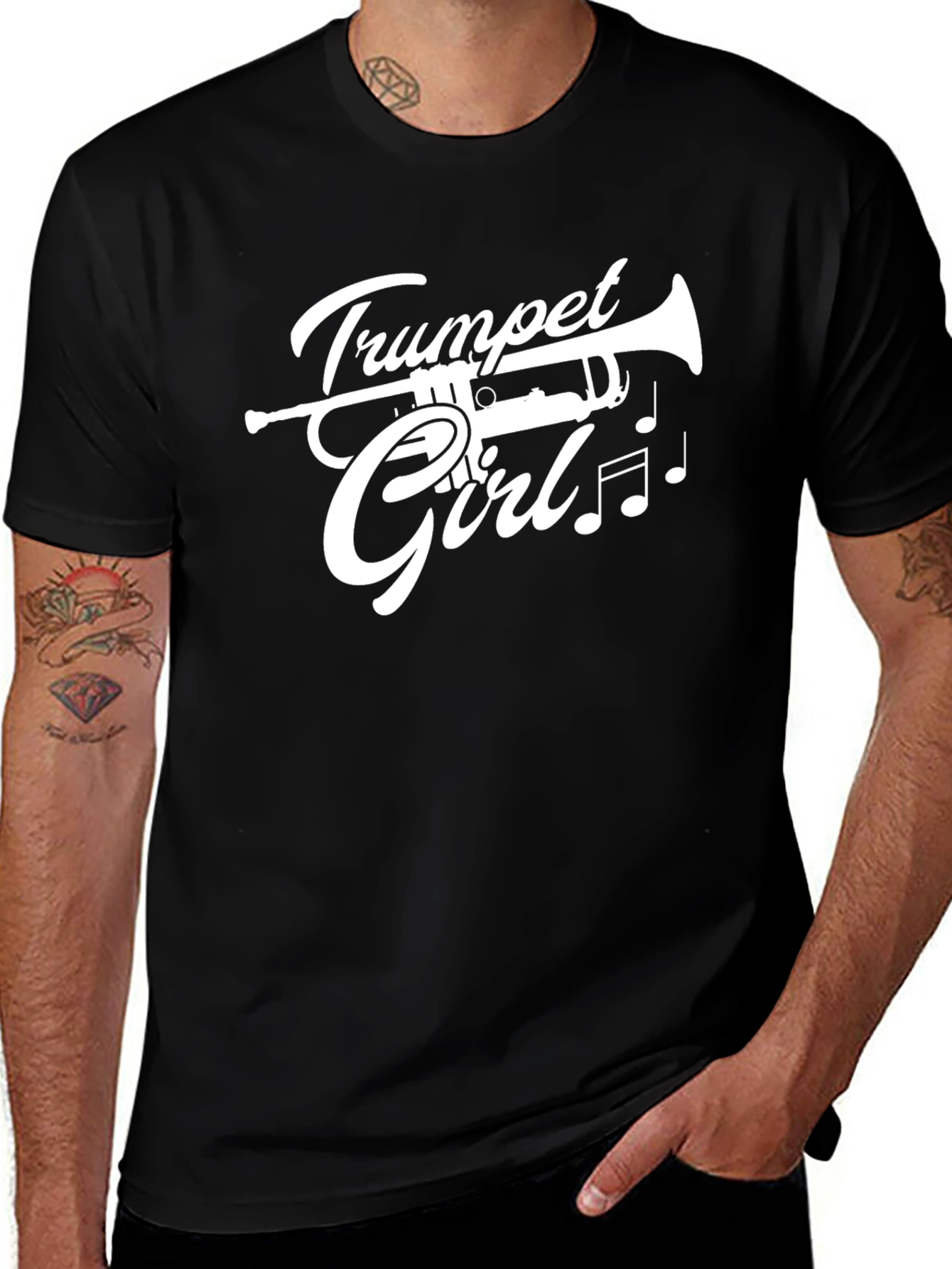 Trumpet Girl Graphic Black T-Shirt