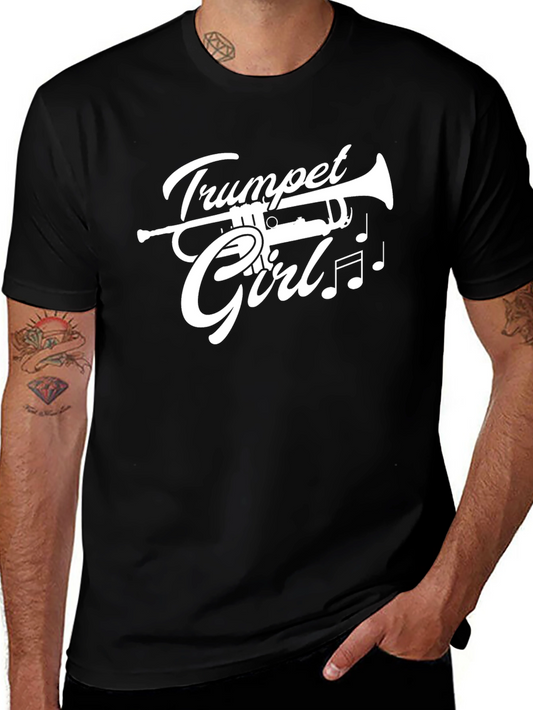 Trumpet Girl Graphic Black T-Shirt