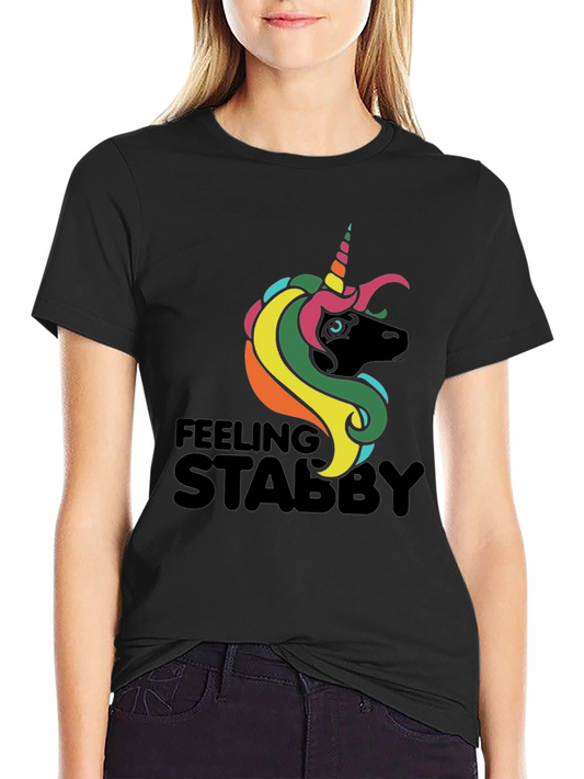 Feeling Stabby Unicorn Graphic Tee - Black