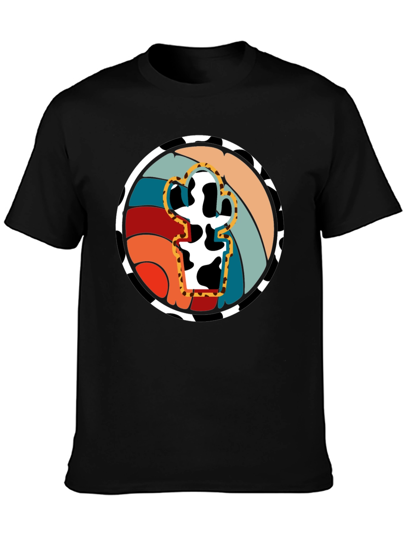 Retro Cactus Cow Print Graphic Tee