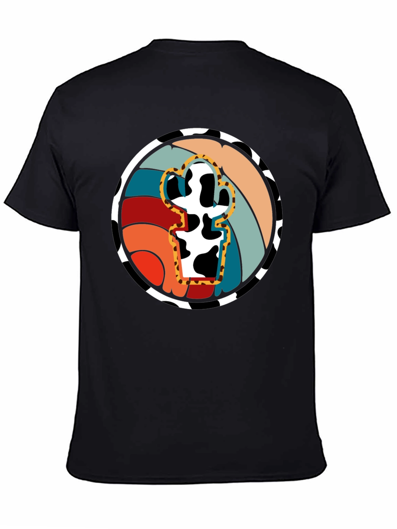 Retro Cactus Cow Print Graphic Tee