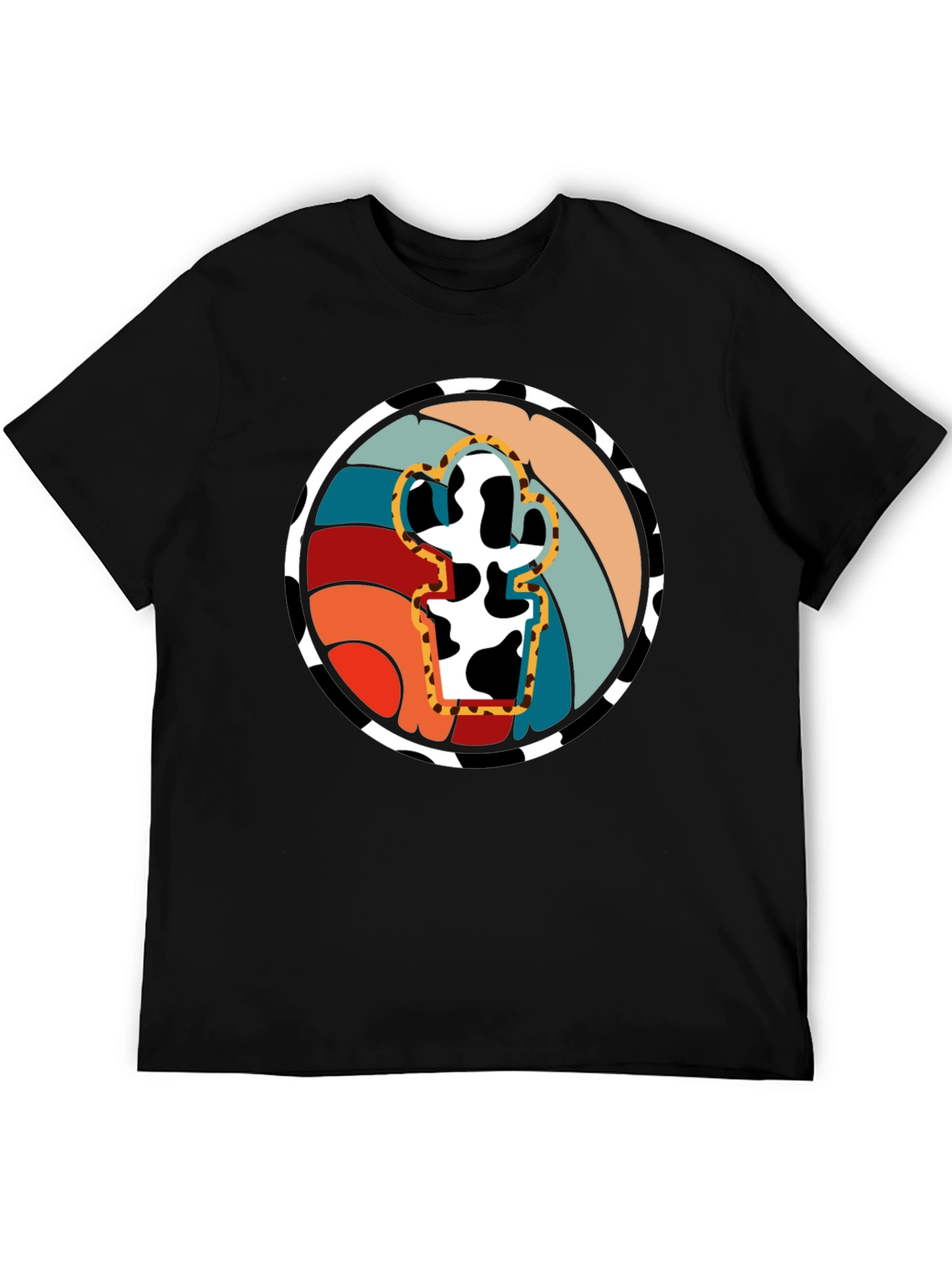 Retro Cactus Cow Print Graphic Tee