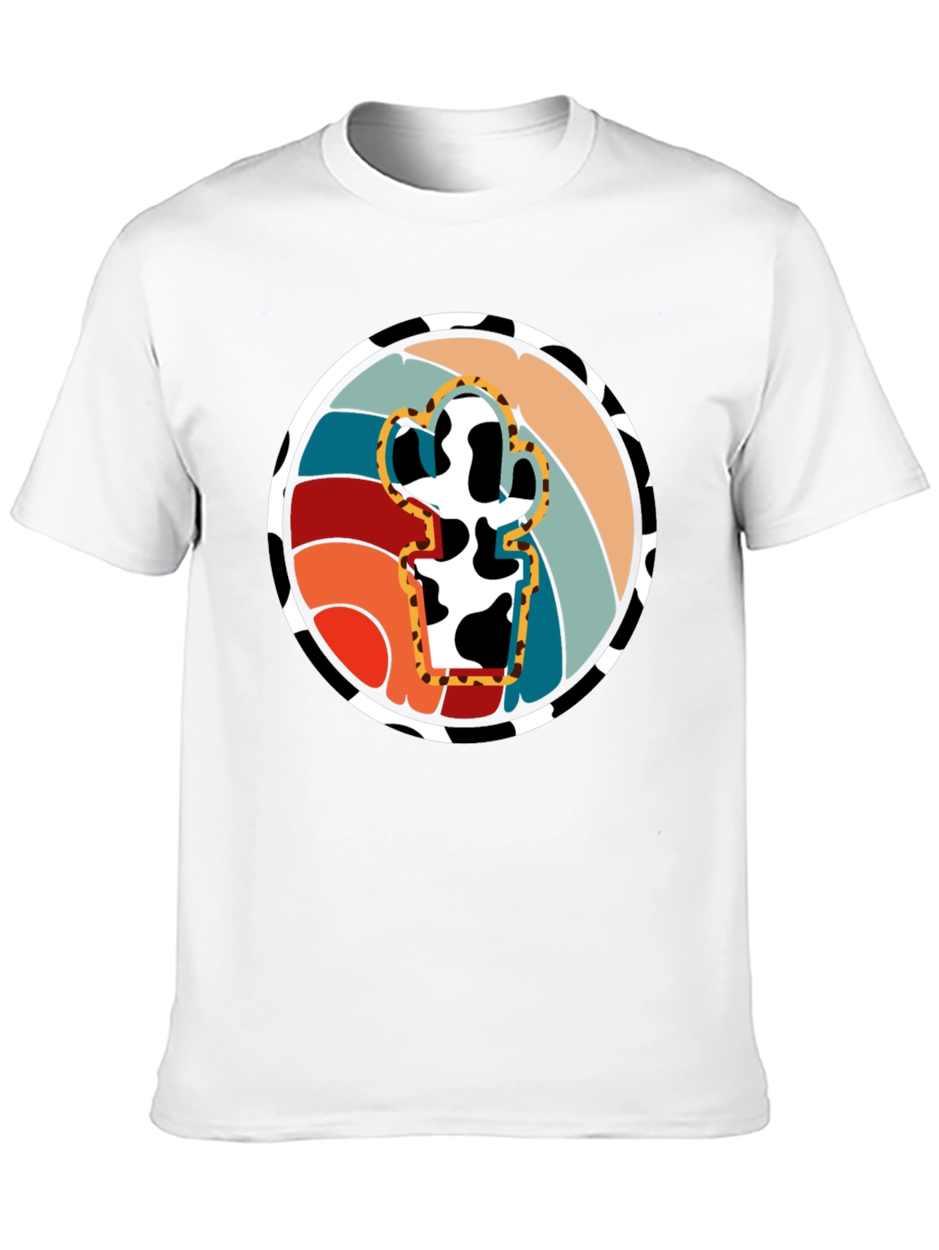 Retro Cactus Cow Print Graphic Tee
