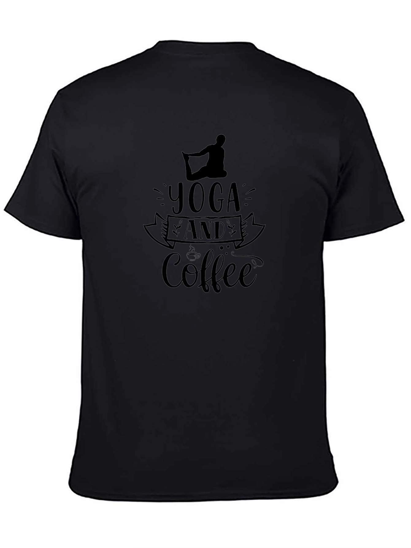 Yoga and Coffee Graphic Tee - Black Cotton Blend