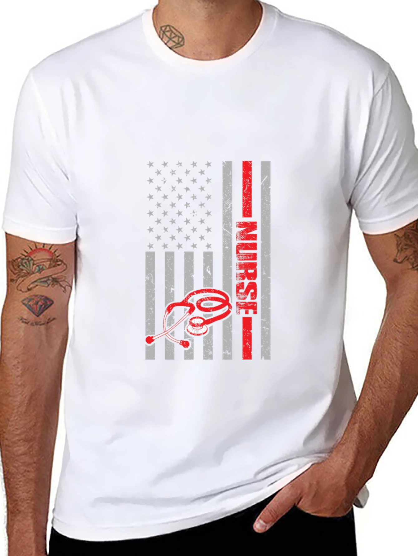 Nurse American Flag Graphic T-Shirt