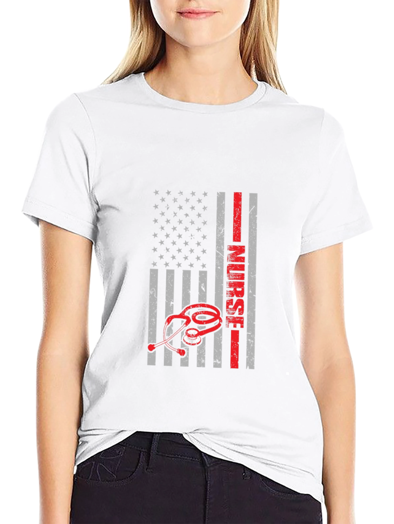Nurse American Flag Graphic T-Shirt