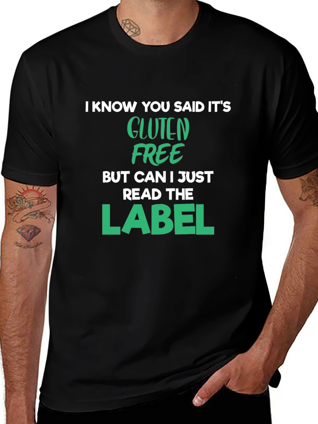 Gluten Free Label T-Shirt Funny Food Allergy Tee