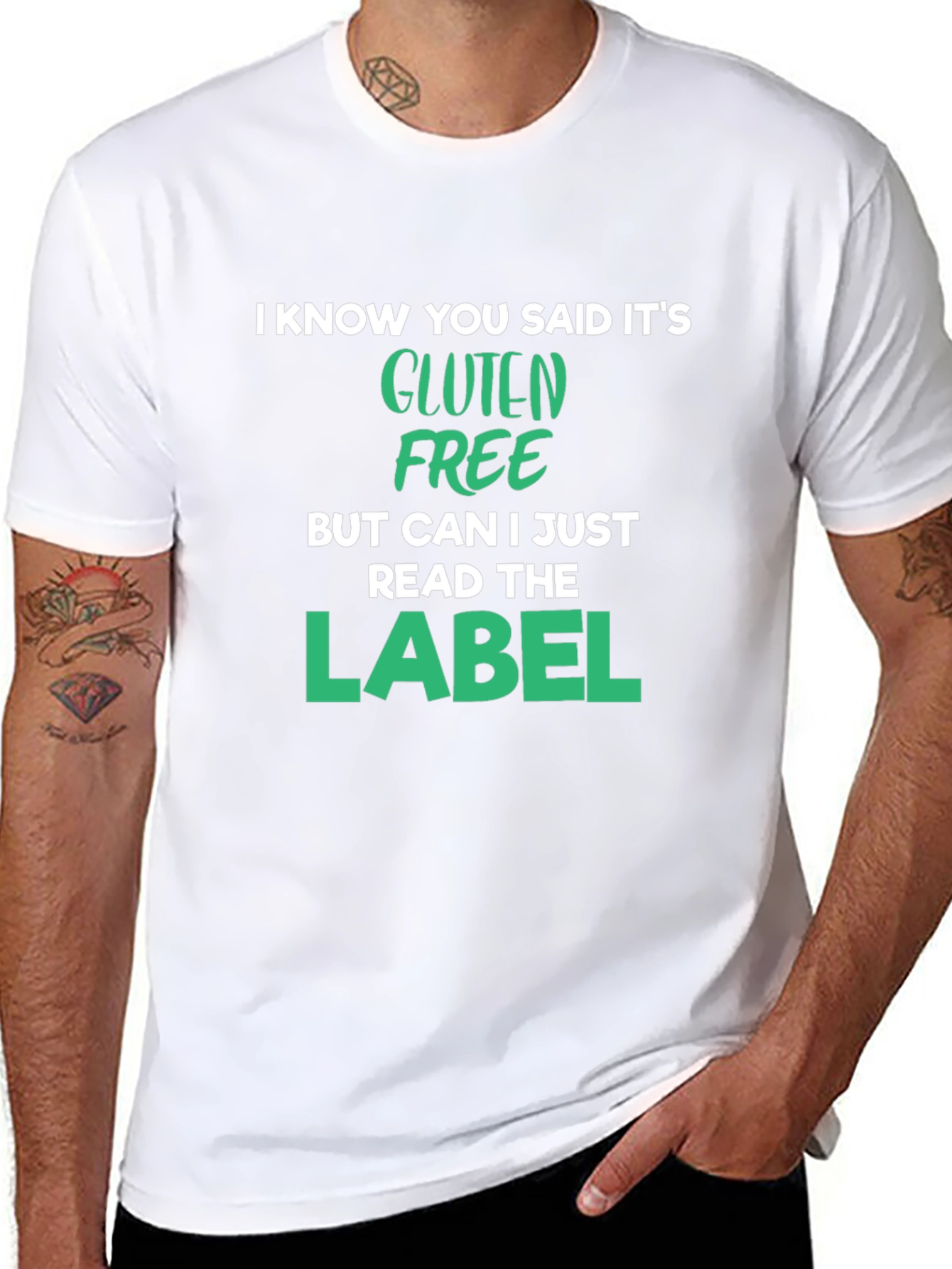 Gluten Free Label T-Shirt Funny Food Allergy Tee