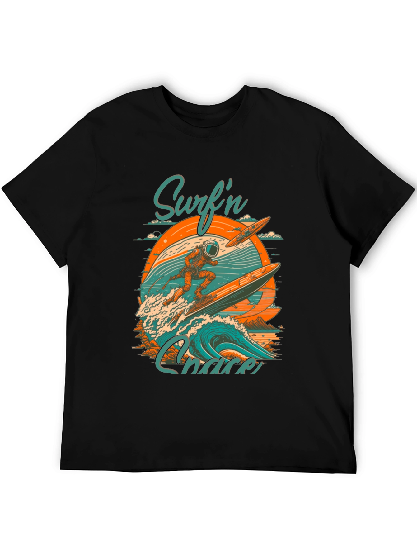 Surfn Chaser Graphic Tee - Astronaut Surfing