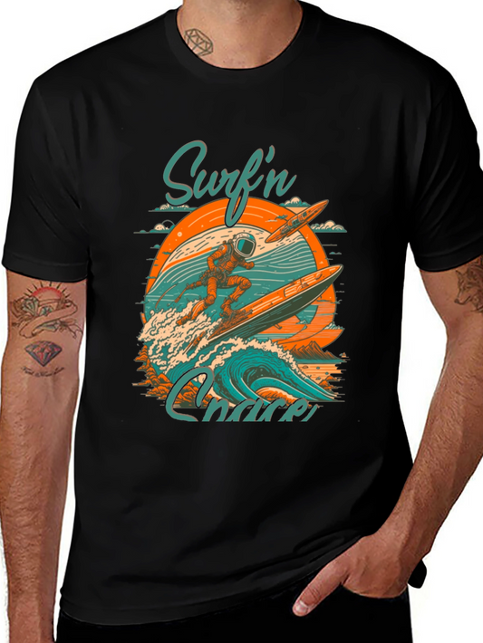 Surfn Chaser Graphic Tee - Astronaut Surfing