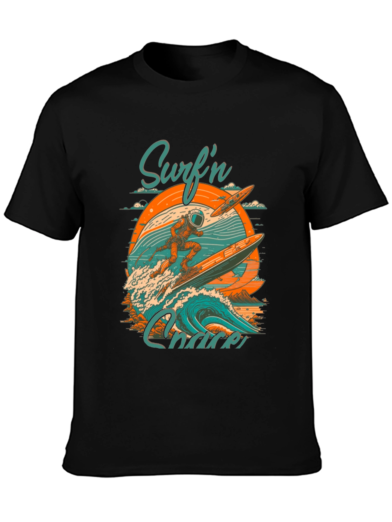 Surfn Chaser Graphic Tee - Astronaut Surfing