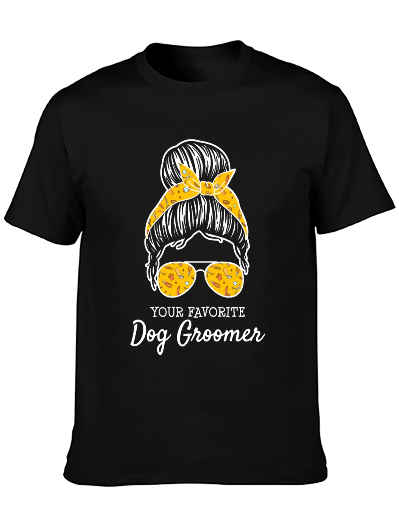 Dog Groomer Messy Bun T-Shirt