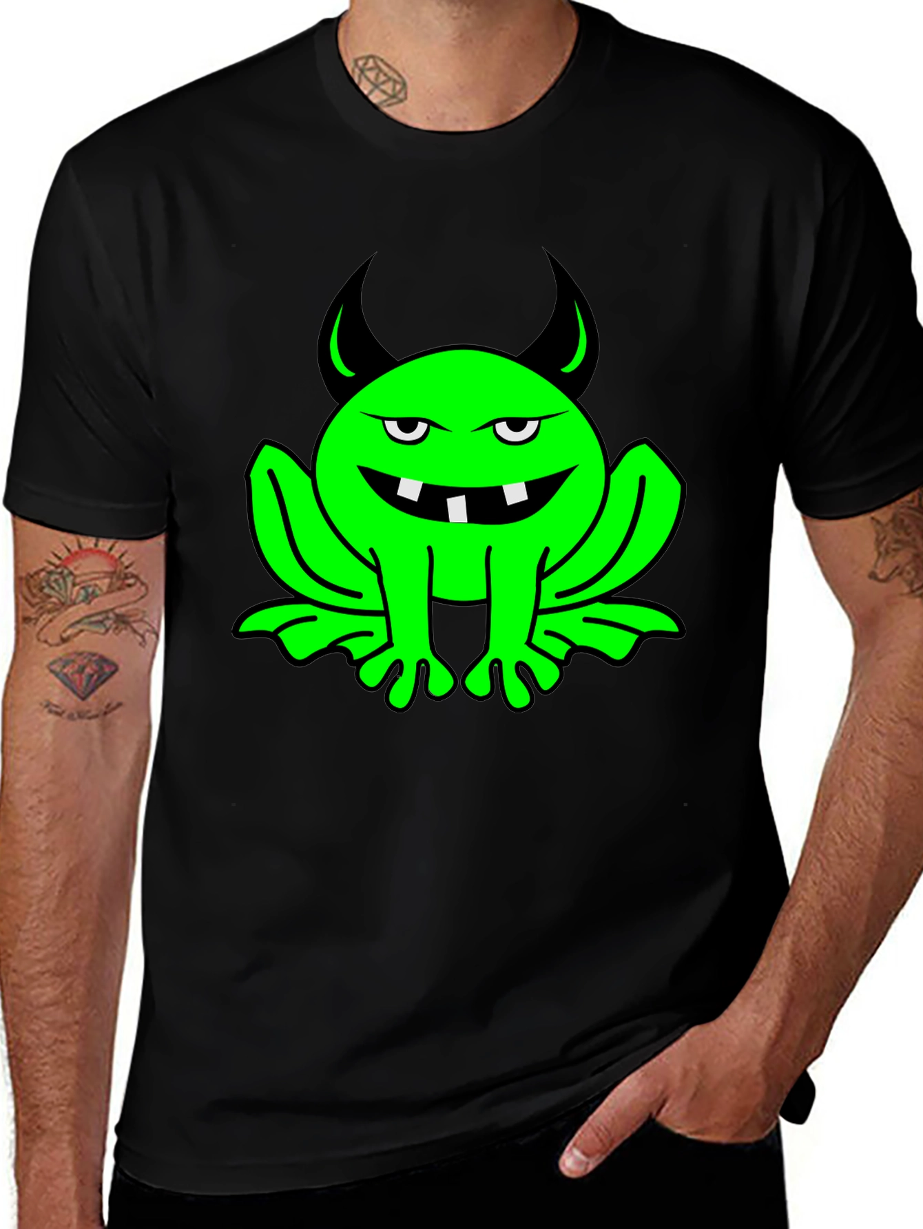 Devil Frog Graphic T-Shirt - Black