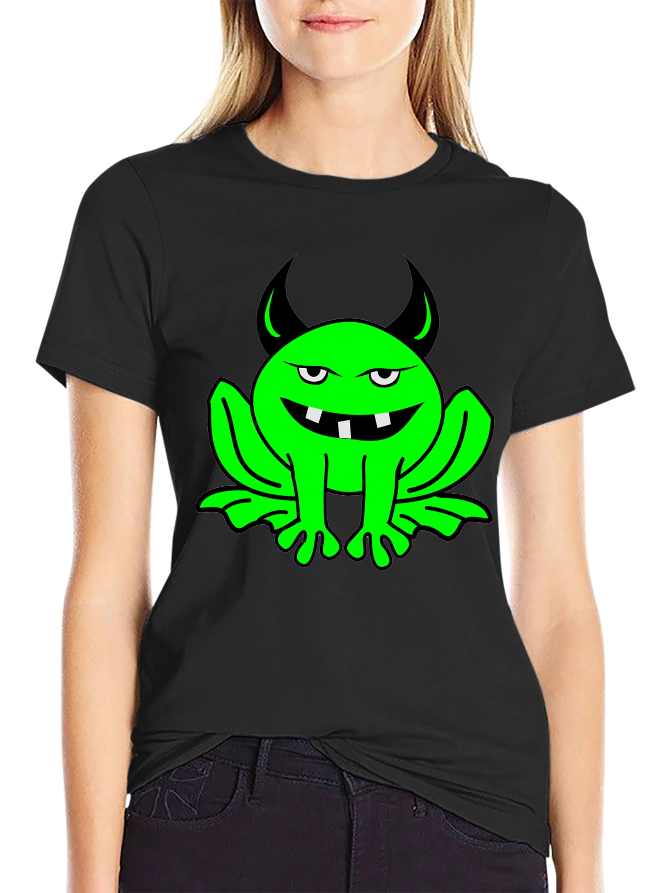 Devil Frog Graphic T-Shirt - Black