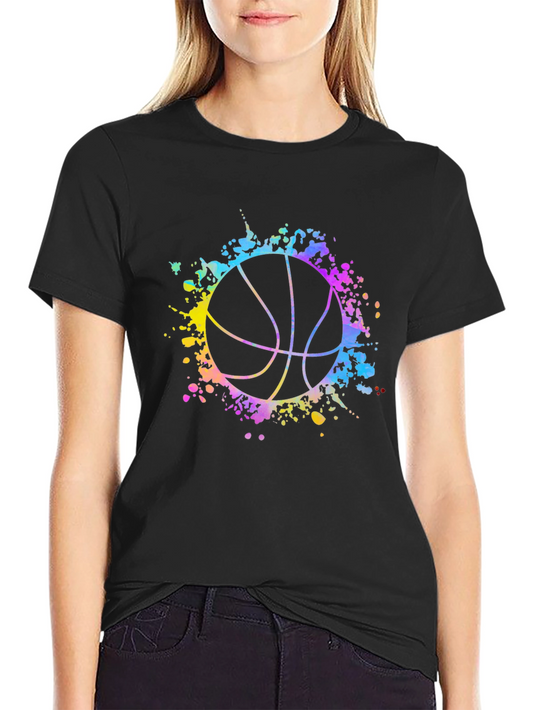 Colorful Basketball Graphic Tee - Sporty Mens T-Shirt