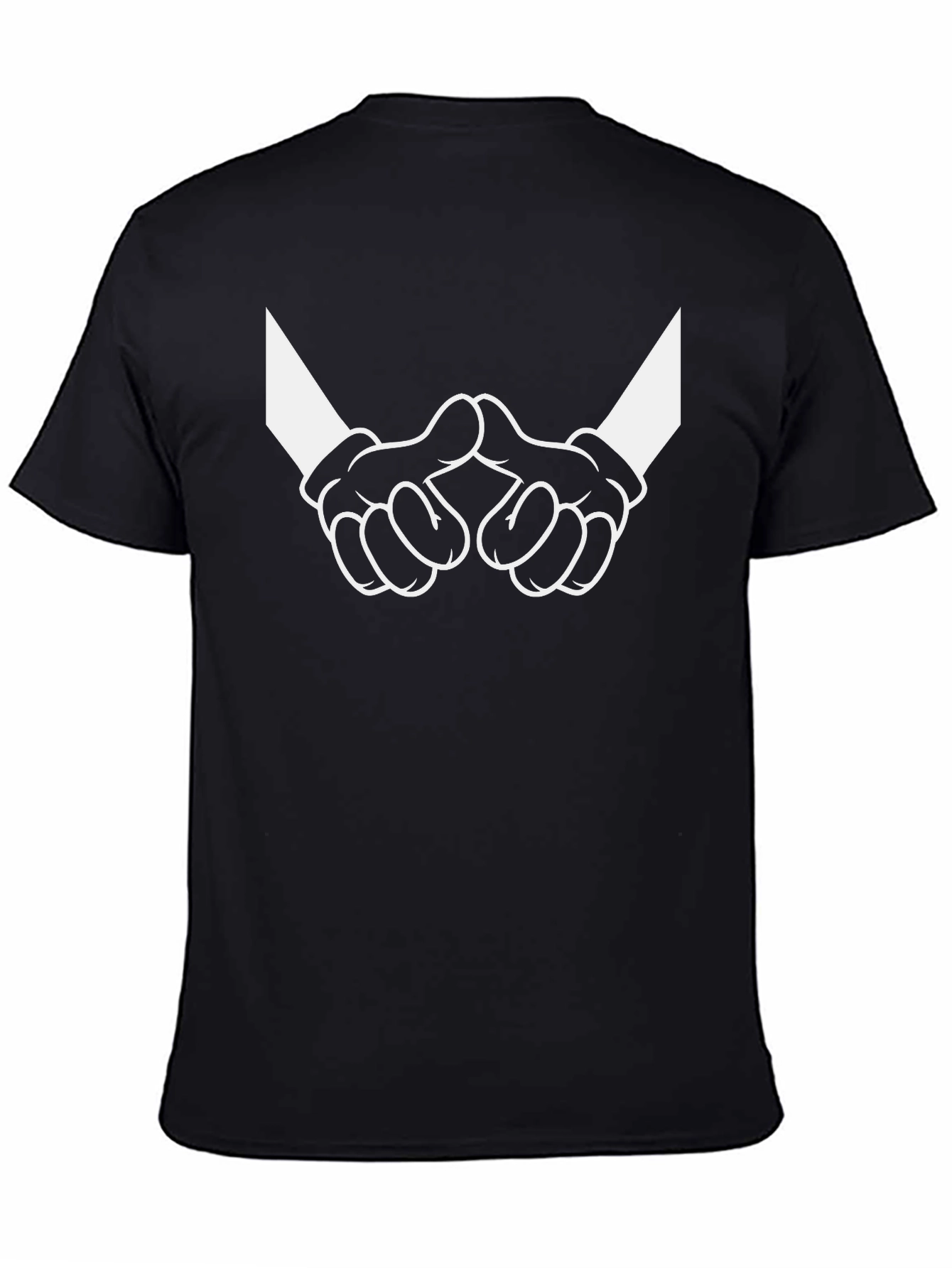 Cartoon Hands Graphic Tee - Black Cotton Casual Shirt