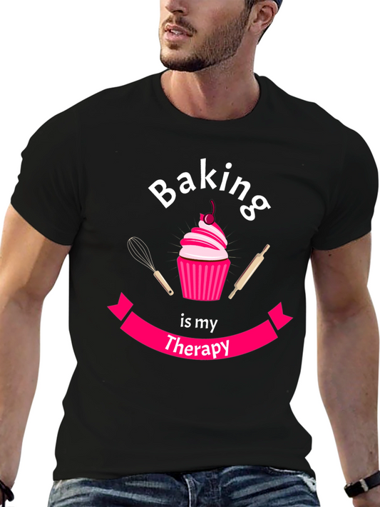 Baking is My Therapy T-Shirt - Cupcake Design