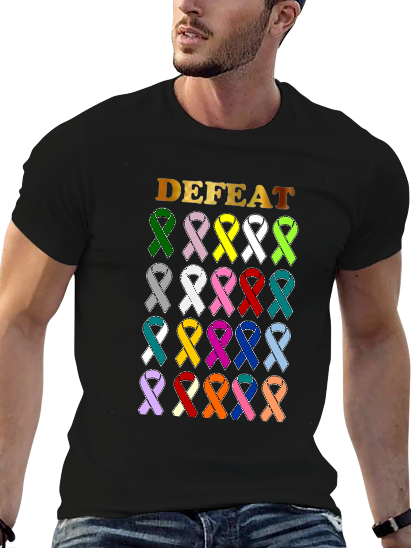 Defeat Cancer Awareness Ribbon T-Shirt