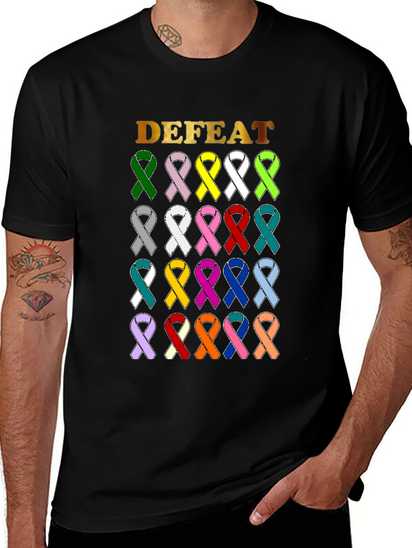 Defeat Cancer Awareness Ribbon T-Shirt