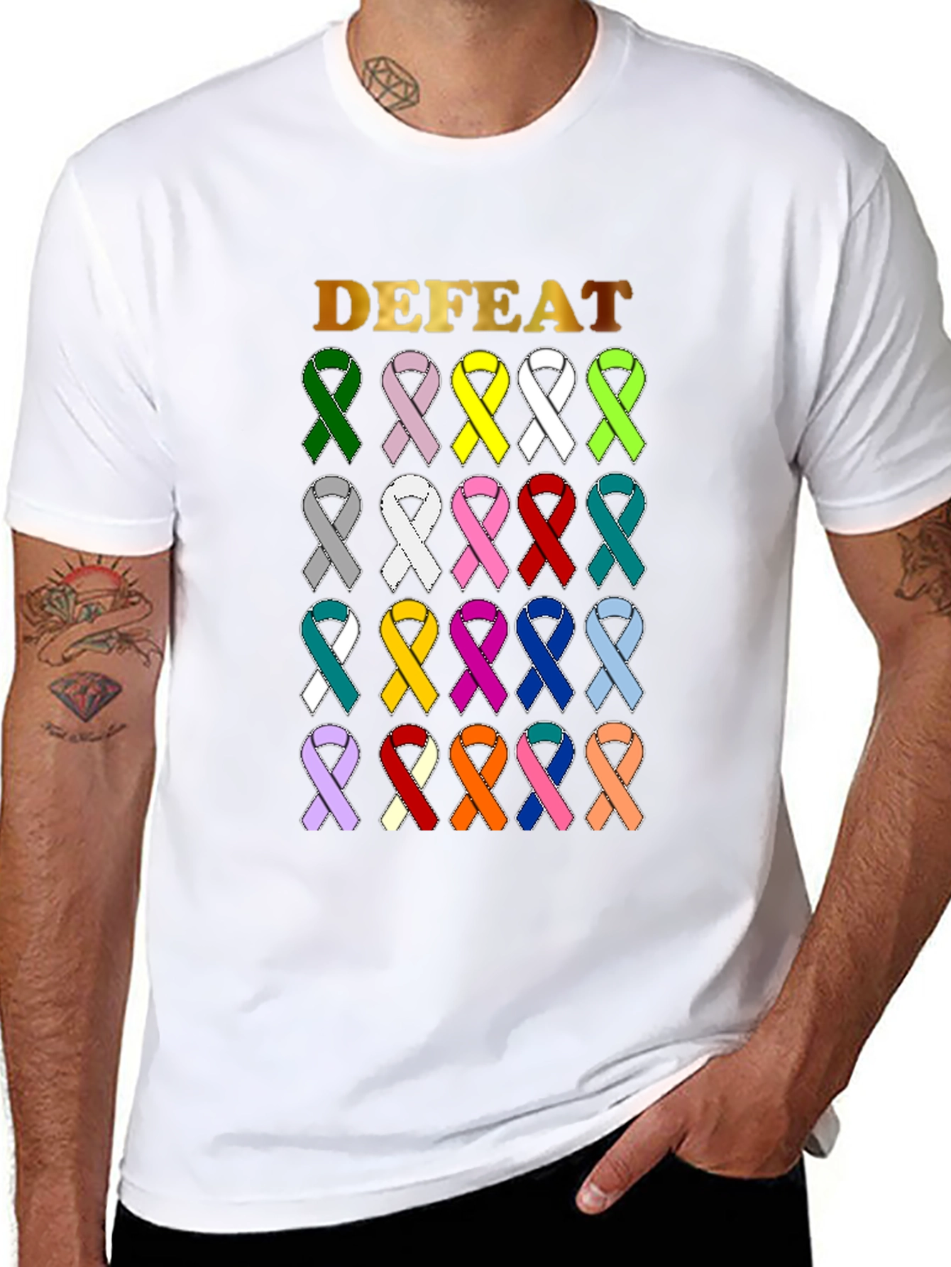 Defeat Cancer Awareness Ribbon T-Shirt