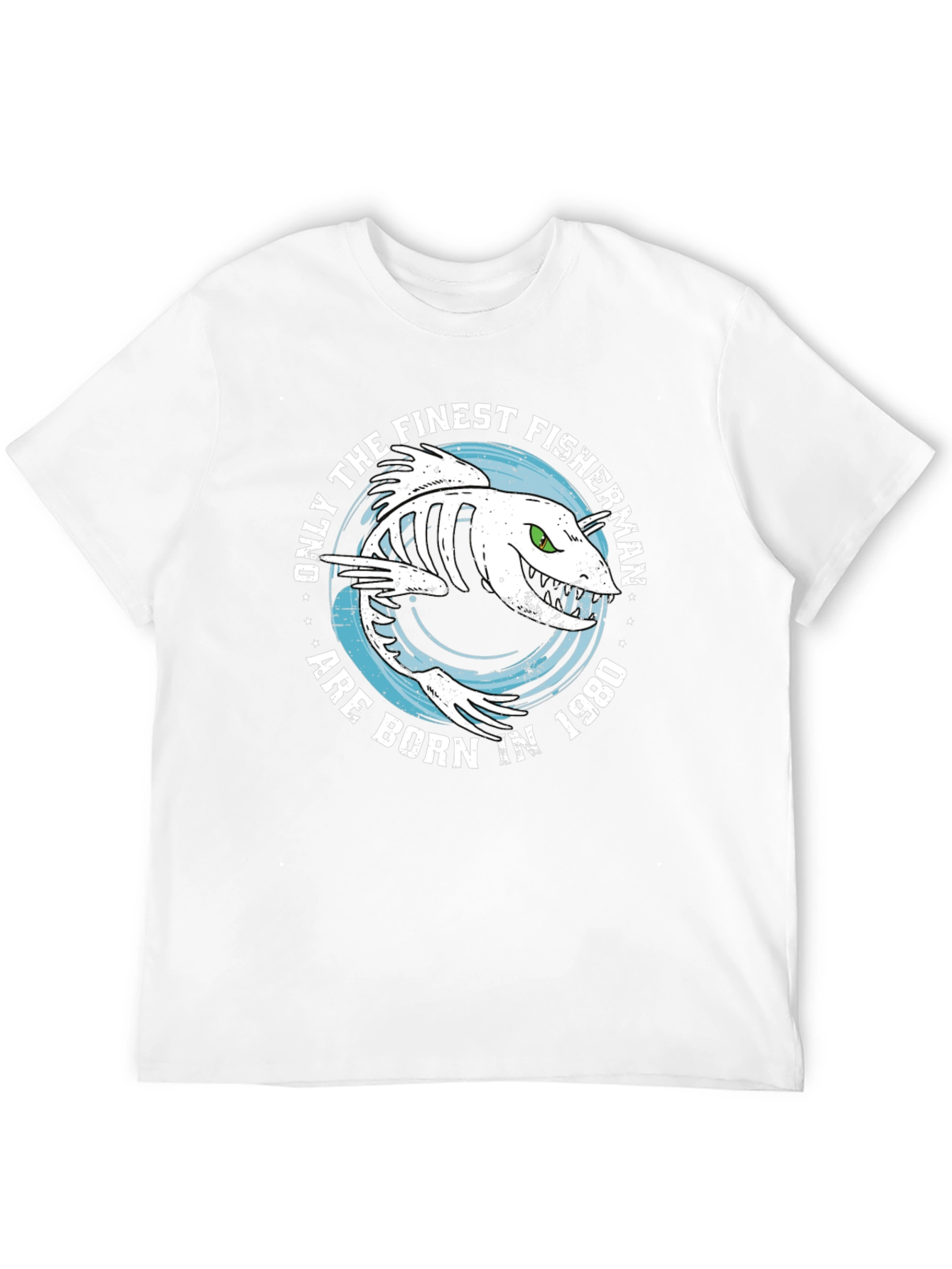 Finest Fisherman Born in 1980 Black T-Shirt