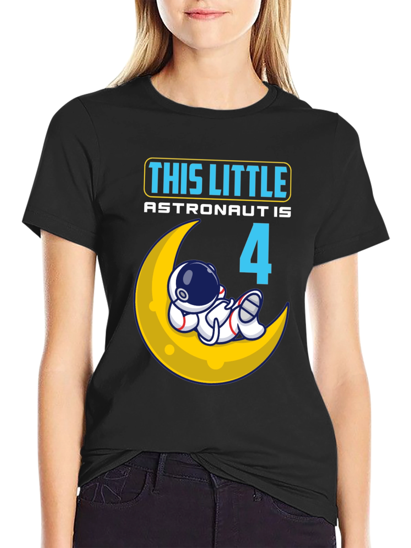 Astronaut Birthday T-Shirt - This Little Astronaut is 4