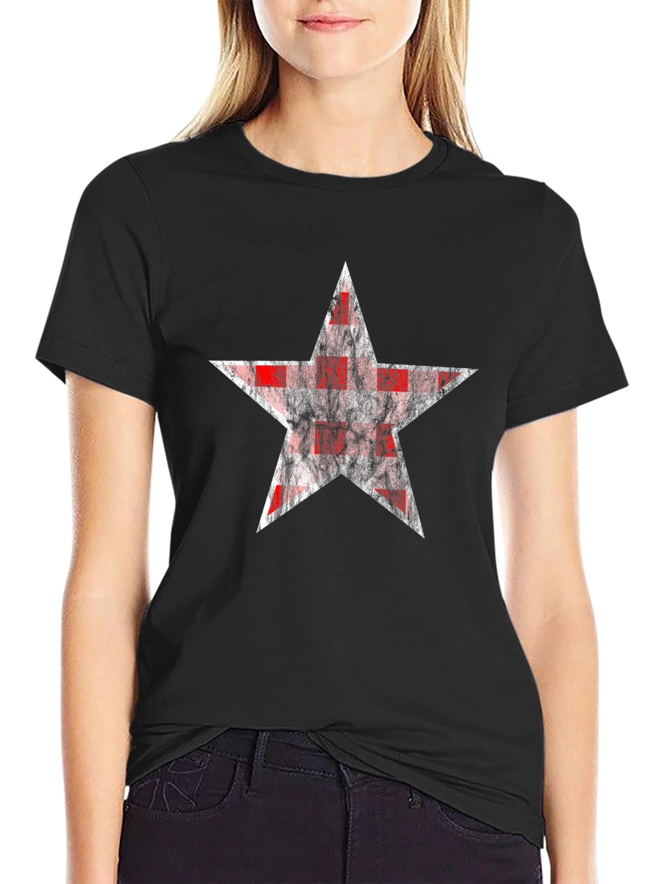 Star Graphic Print Black T-Shirt