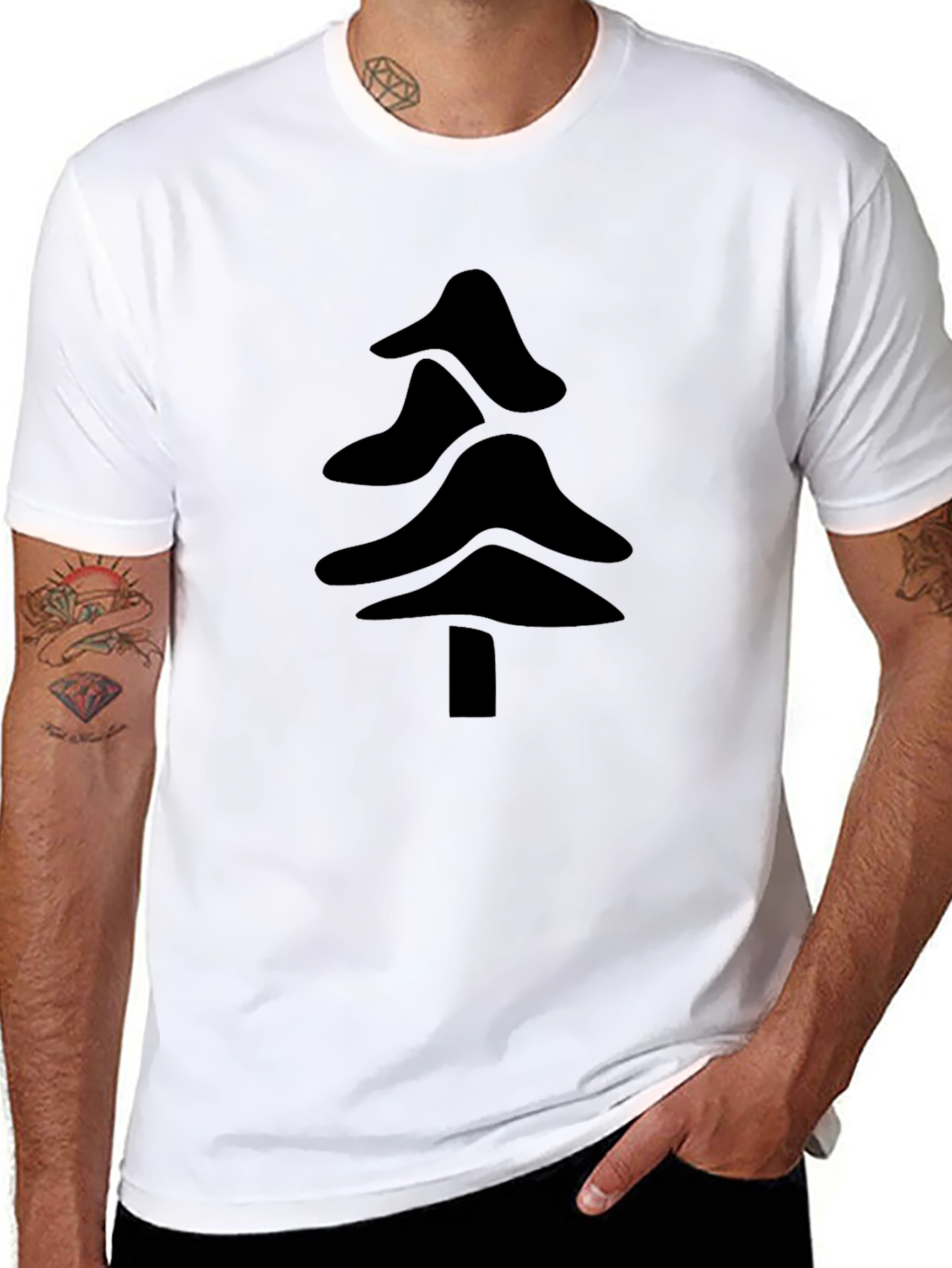 Modern Tree Graphic Black T-Shirt