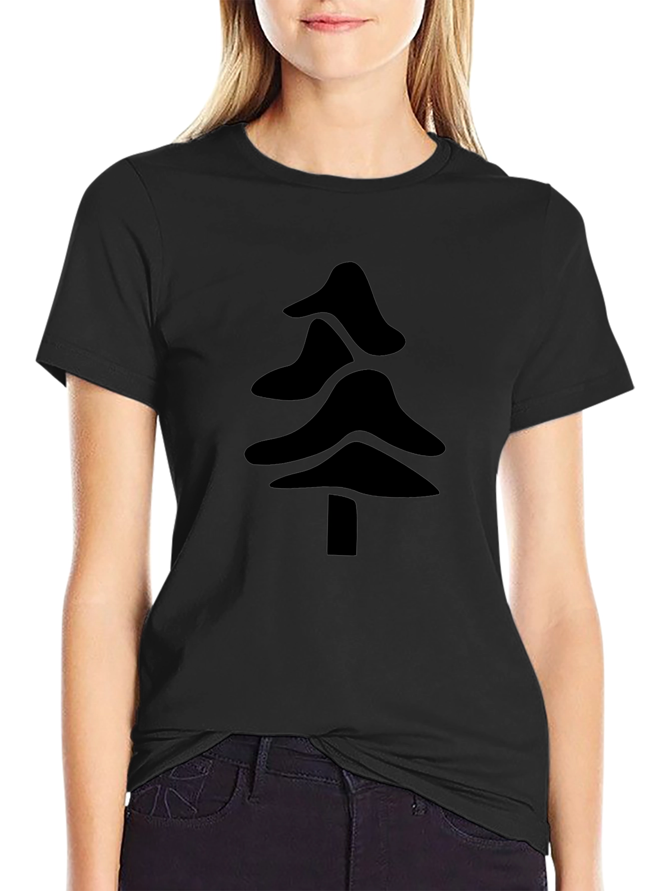 Modern Tree Graphic Black T-Shirt
