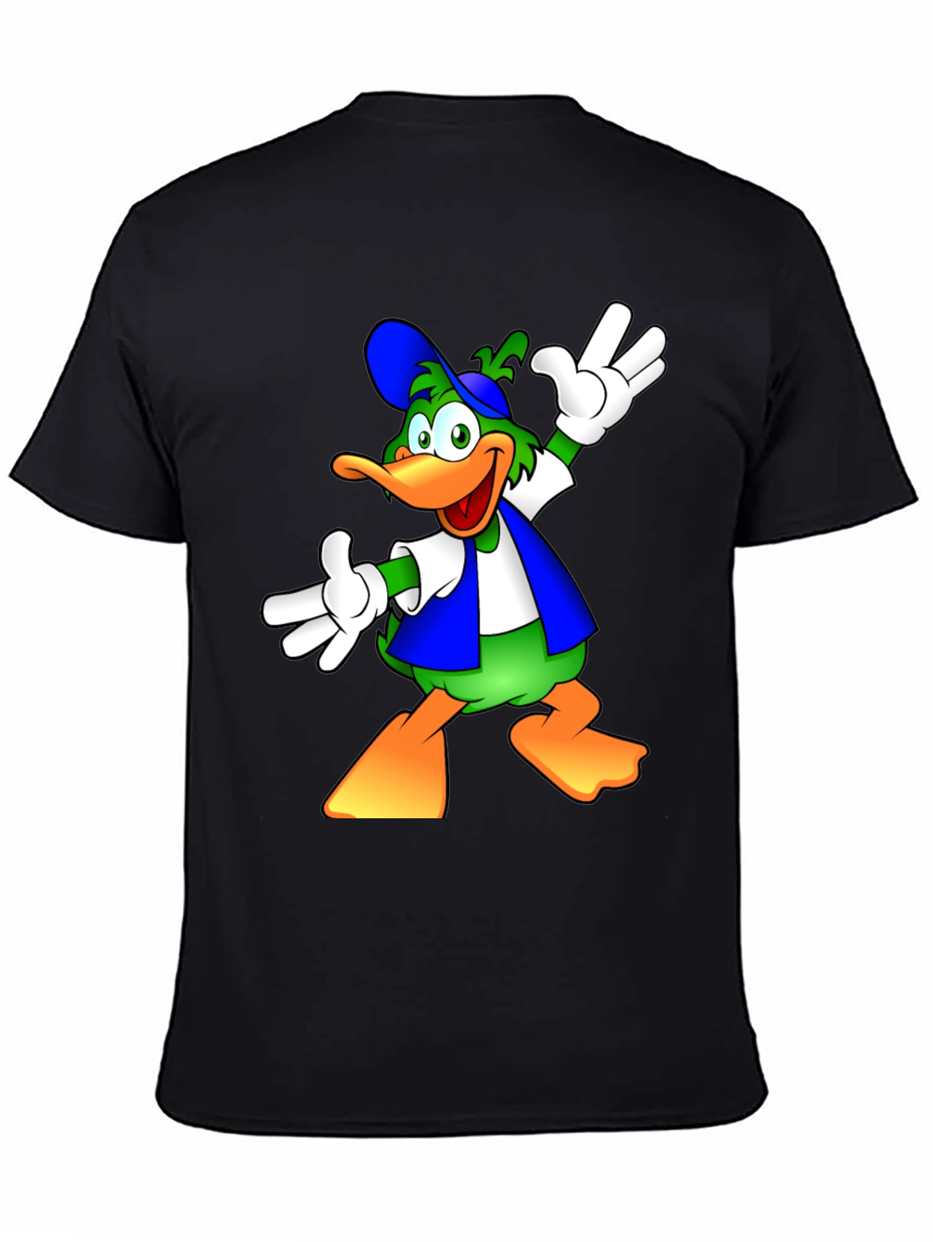 Cartoon Duck Graphic Black T-Shirt