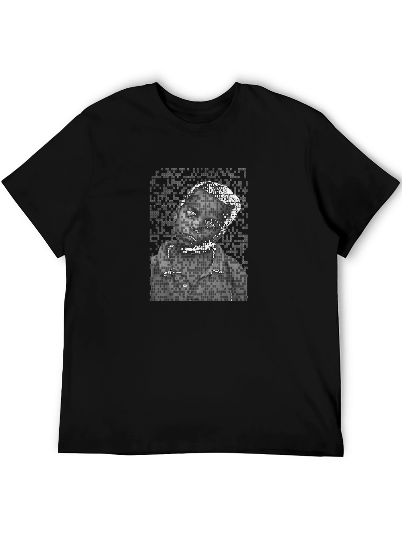 Pixelated Portrait Graphic Tee - Black Unisex Shirt