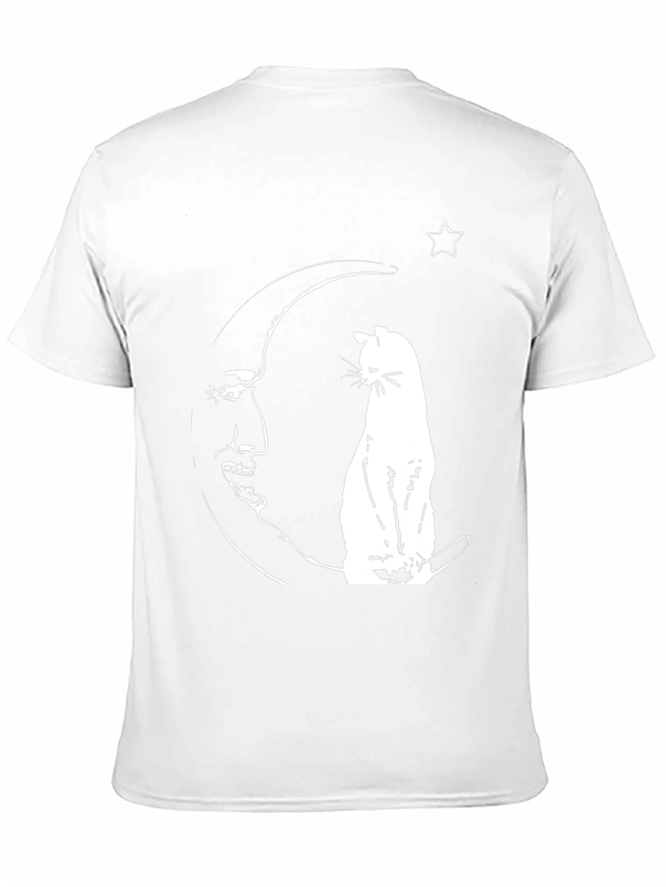 Cat On Moon Graphic Tee - Black Cotton Shirt