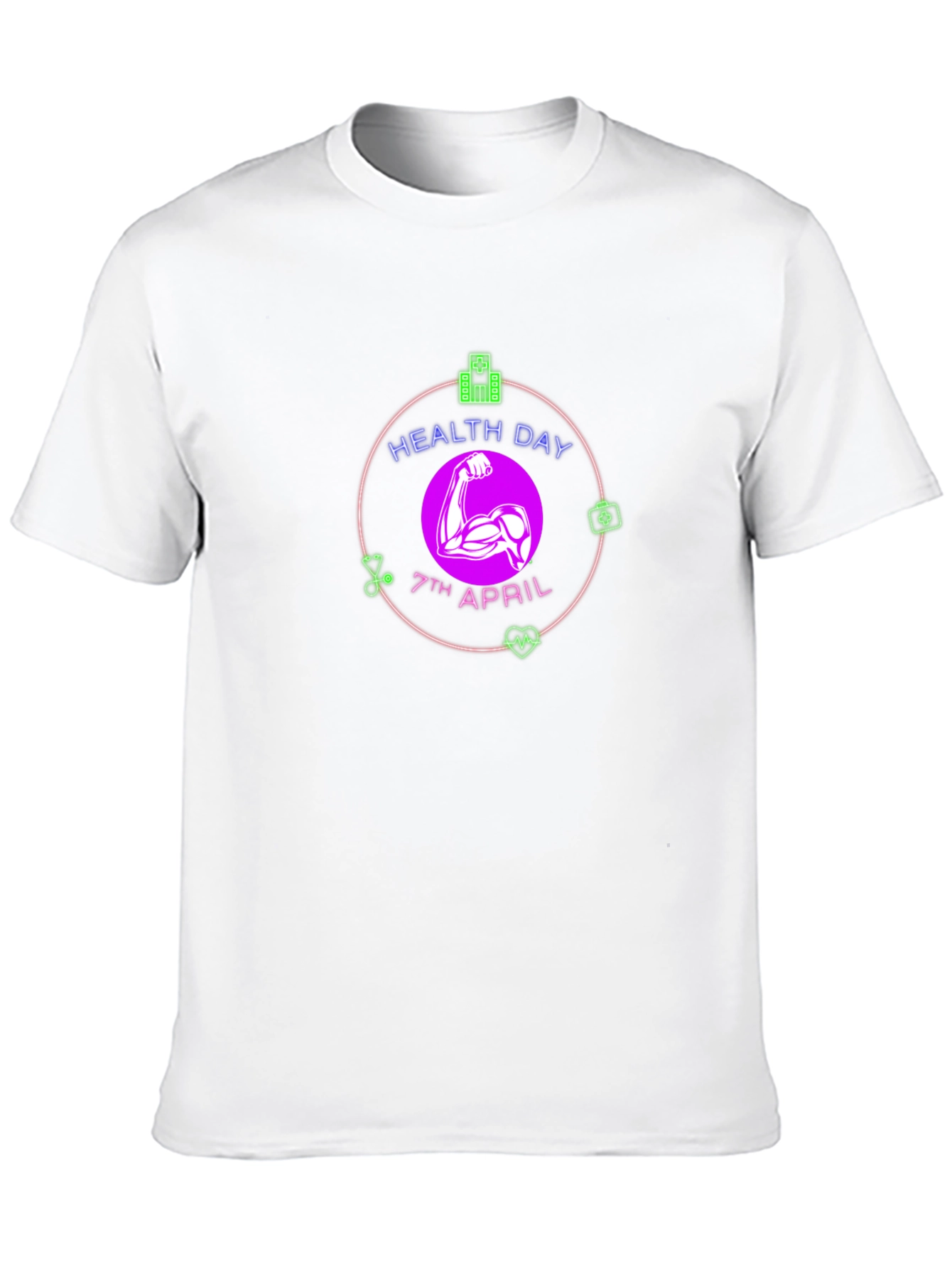 Health Day Black T-Shirt - 7th April Design