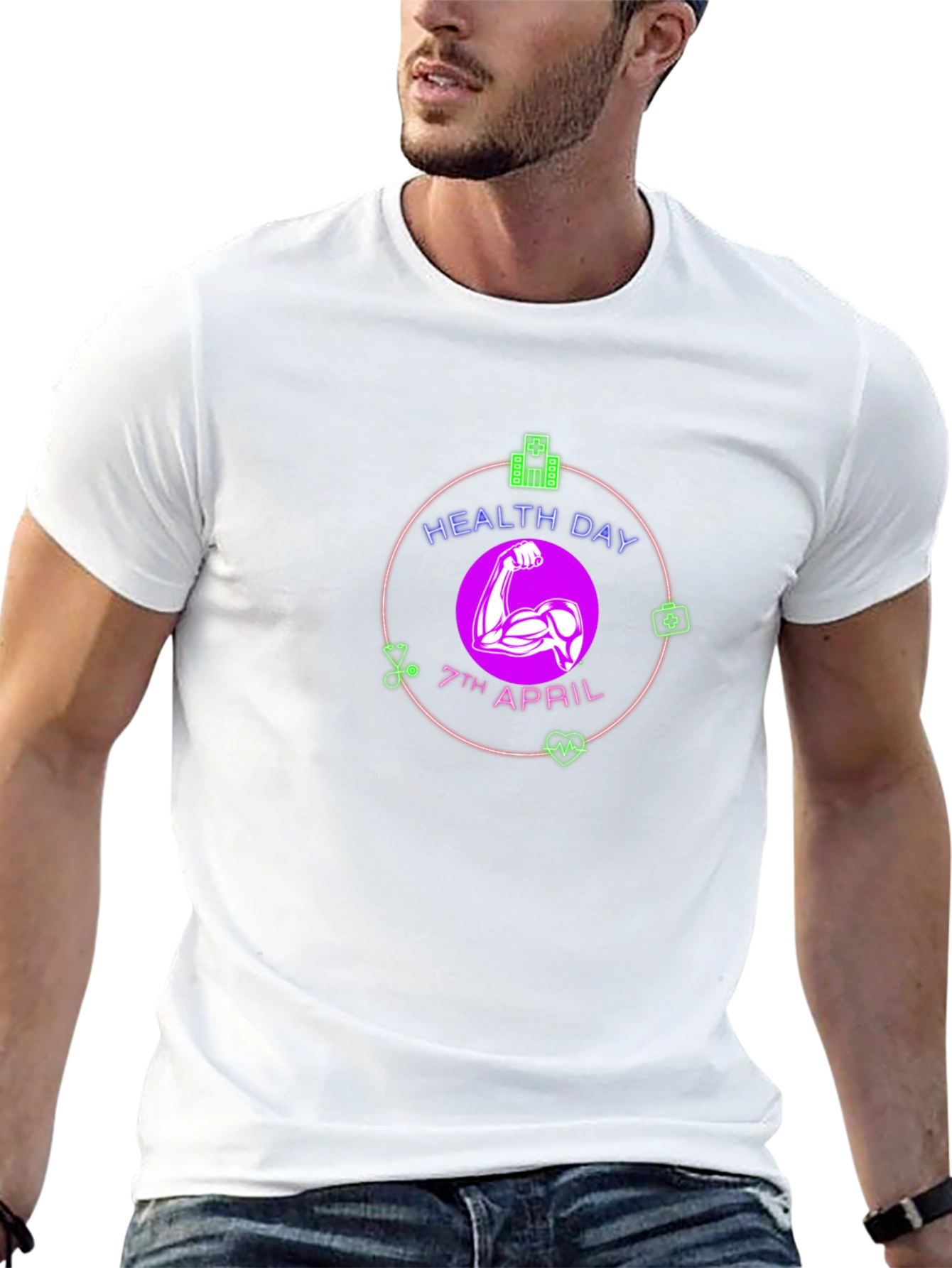 Health Day Black T-Shirt - 7th April Design