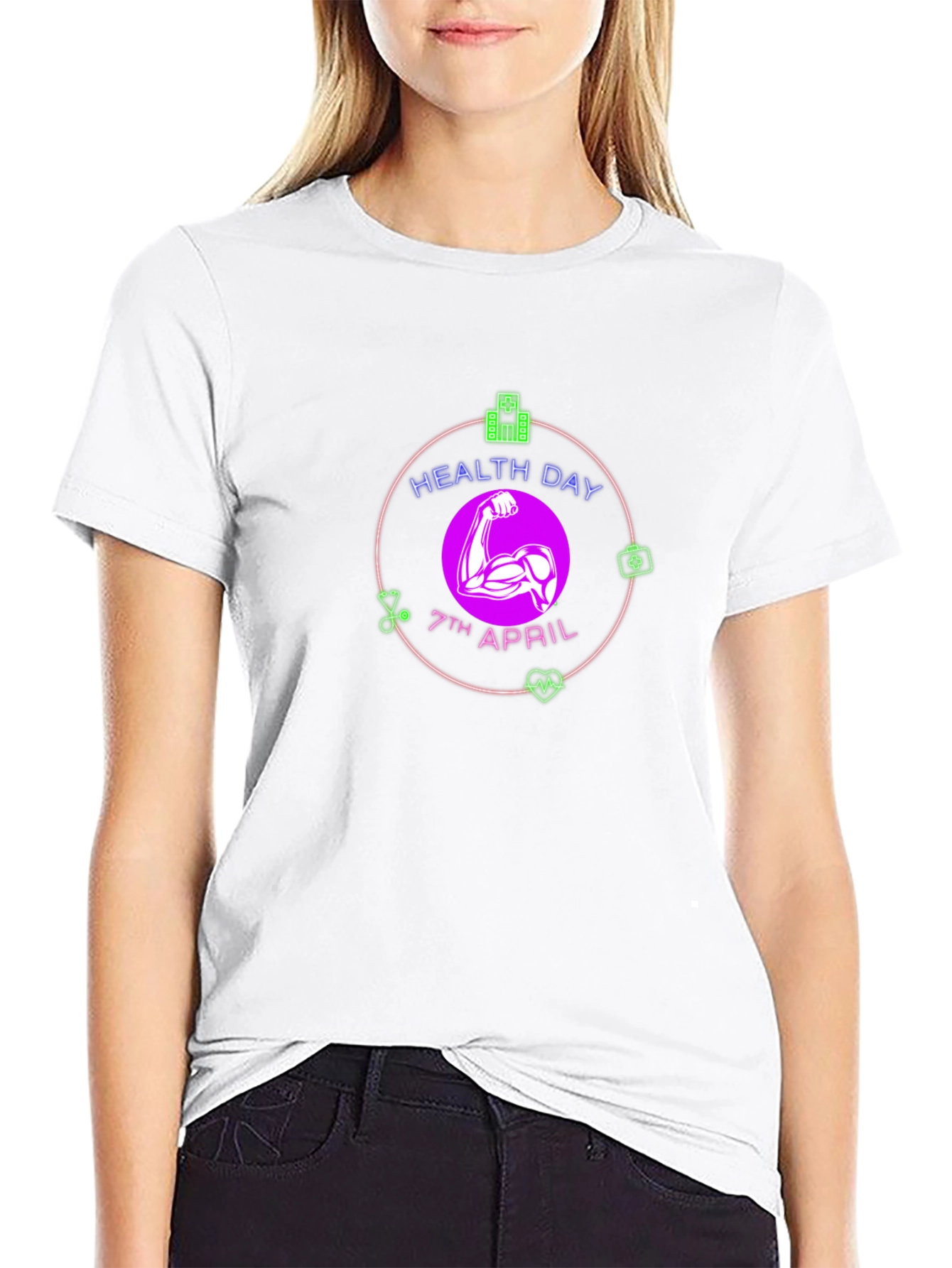 Health Day Black T-Shirt - 7th April Design