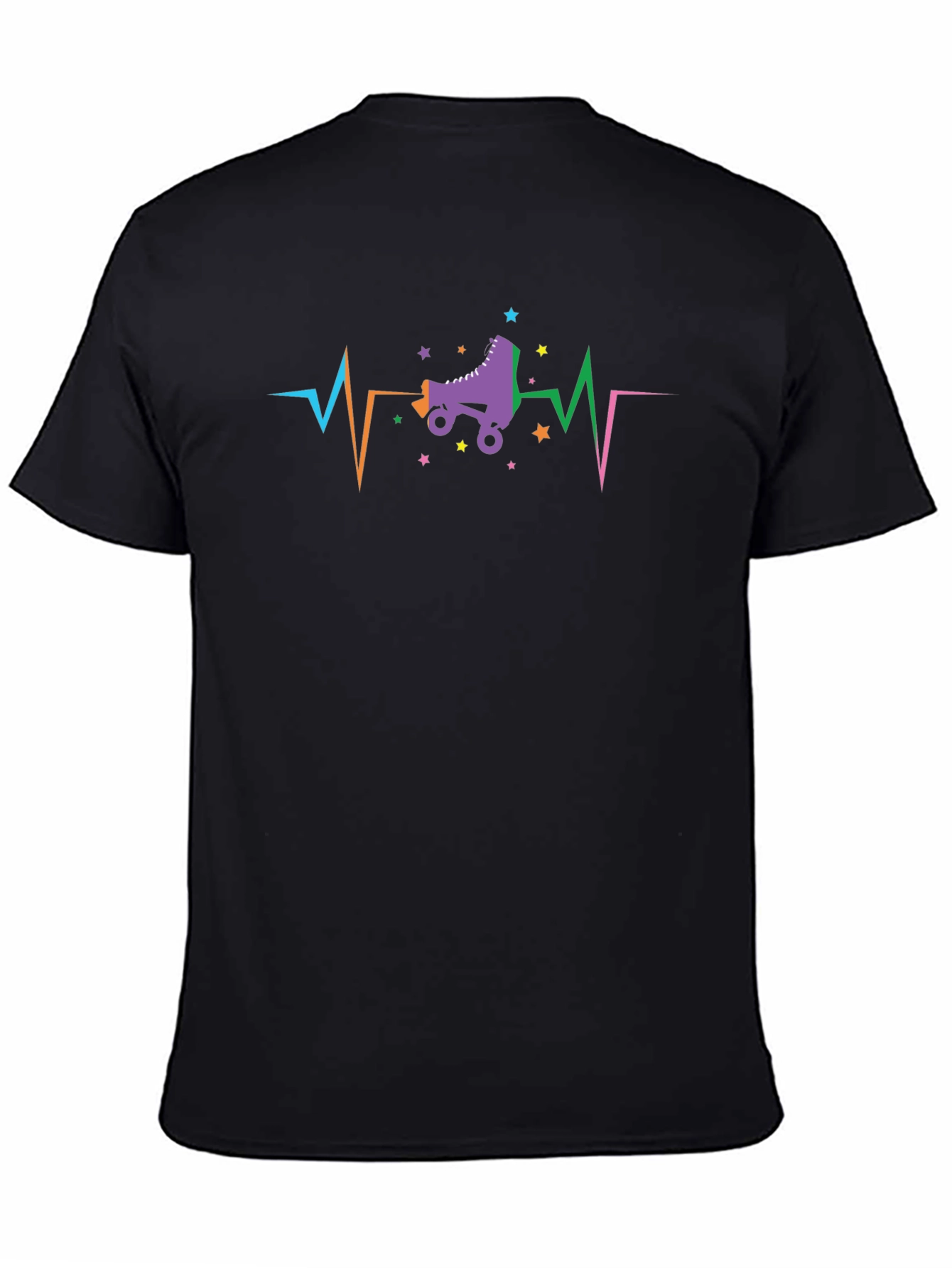 Roller Skate Heartbeat Graphic Tee - Black