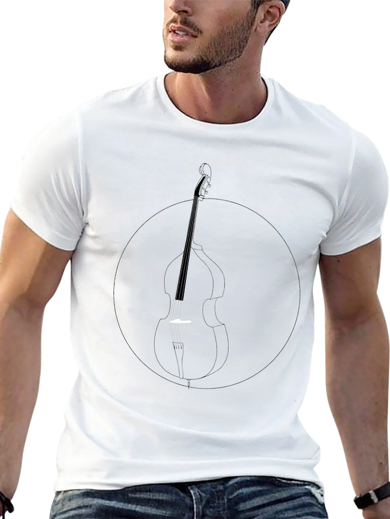 Bass Guitar Graphic Tee - Black Casual Style