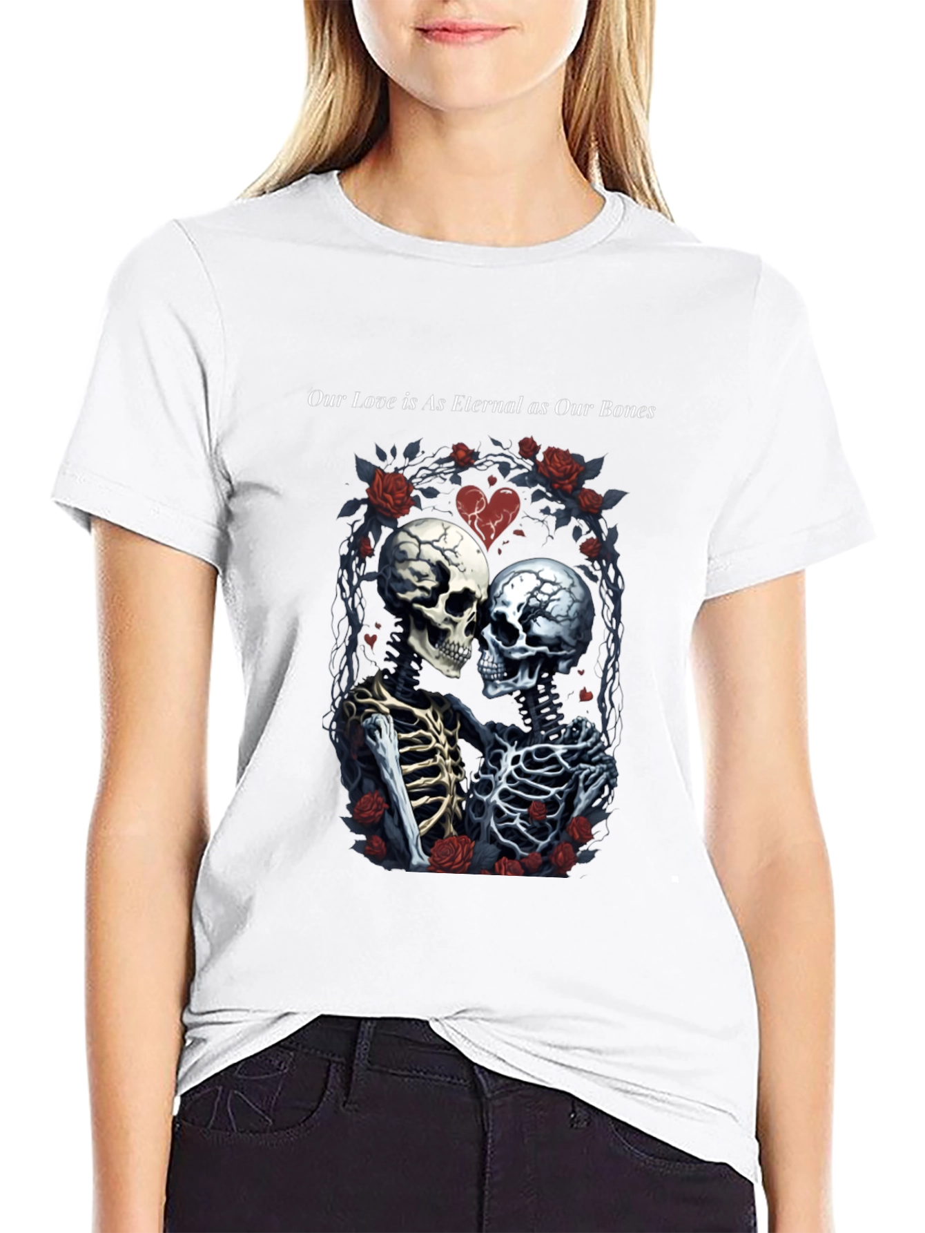 Eternal Love Skeleton Graphic T-Shirt