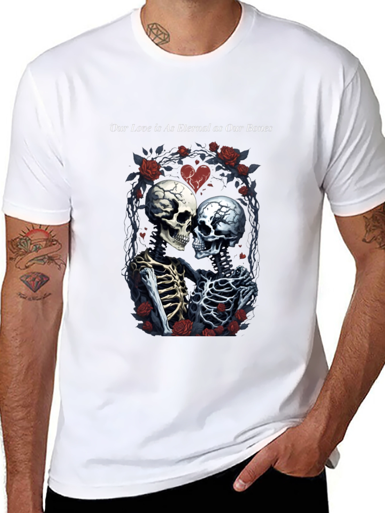 Eternal Love Skeleton Graphic T-Shirt