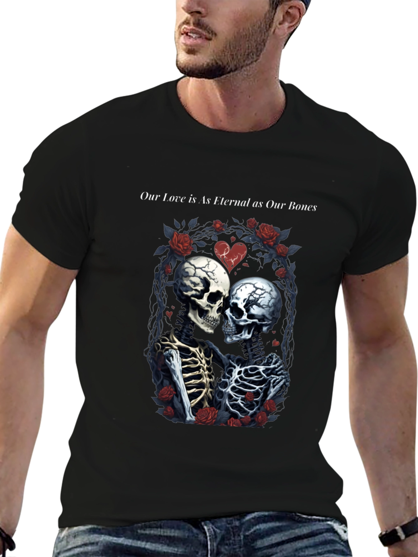 Eternal Love Skeleton Graphic T-Shirt