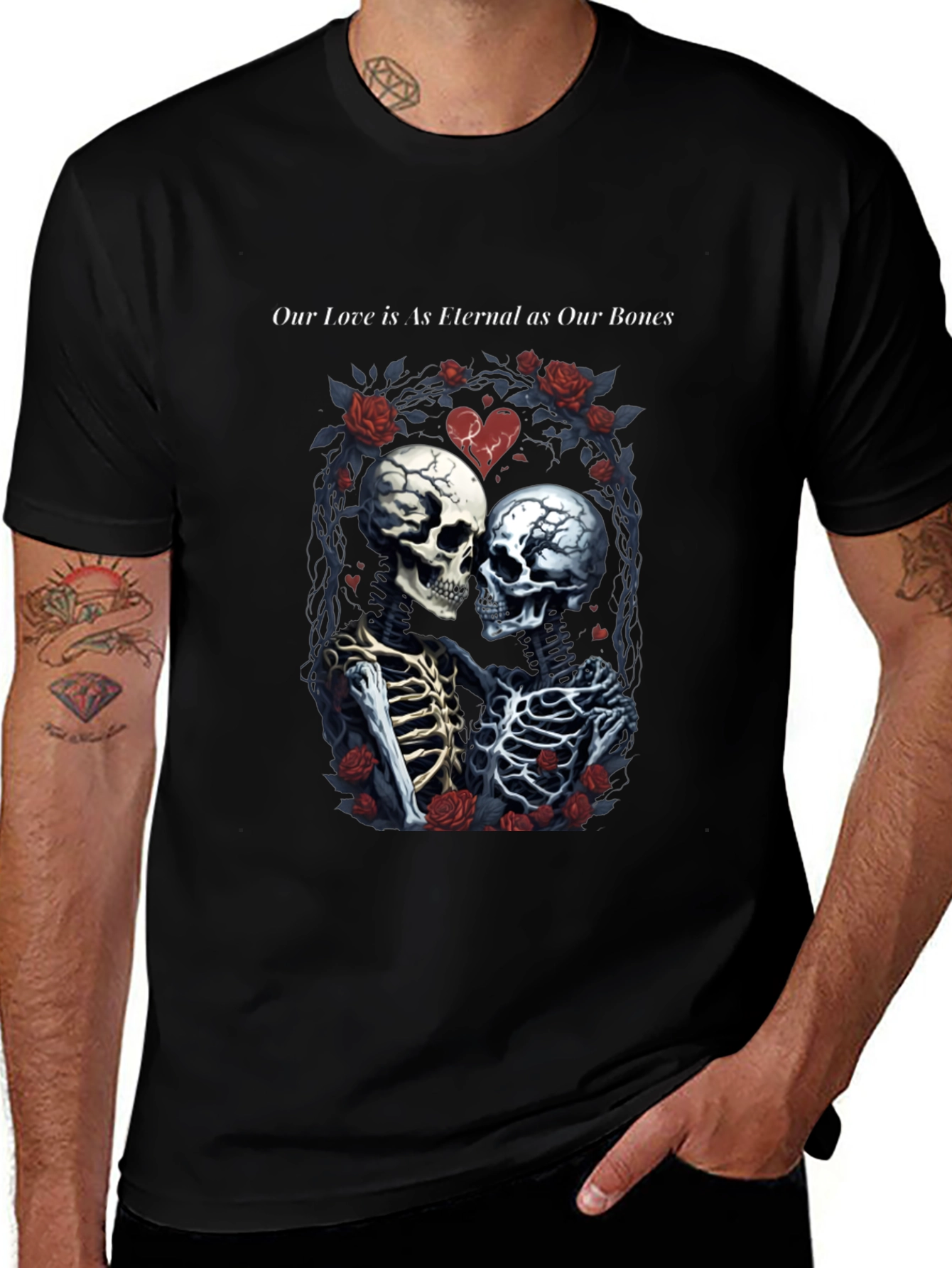 Eternal Love Skeleton Graphic T-Shirt
