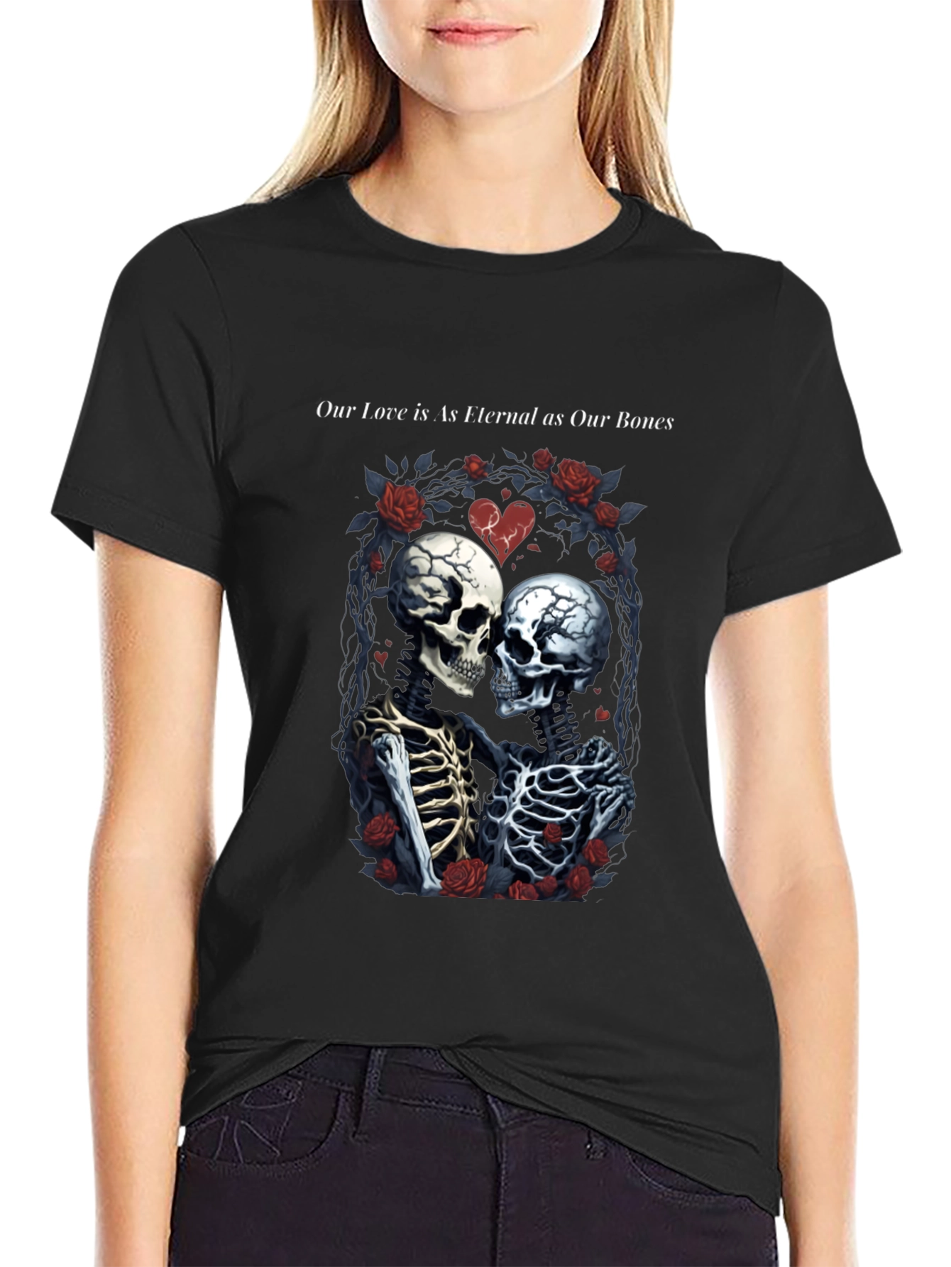 Eternal Love Skeleton Graphic T-Shirt