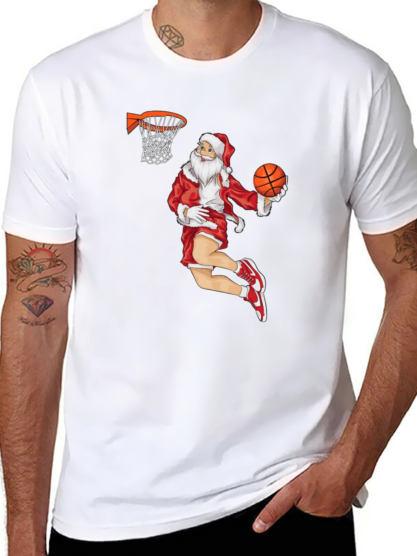 Santa Dunk T-Shirt - Holiday Basketball Tee