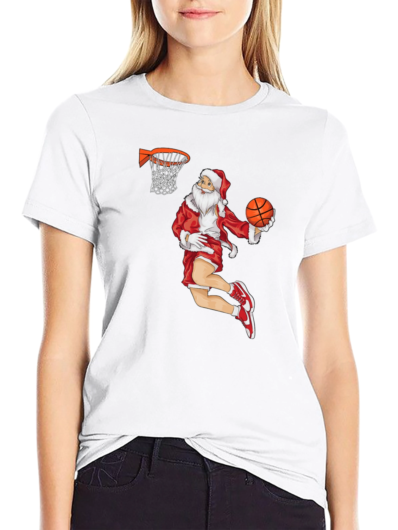 Santa Dunk T-Shirt - Holiday Basketball Tee