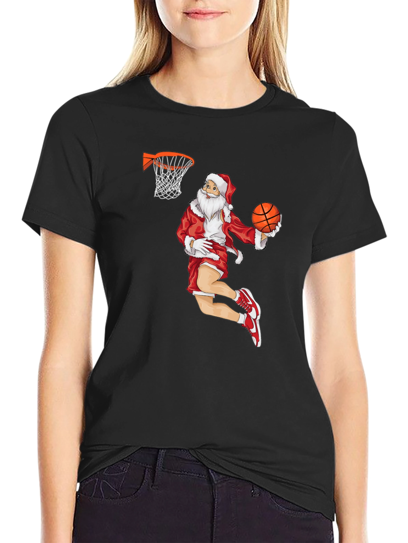 Santa Dunk T-Shirt - Holiday Basketball Tee
